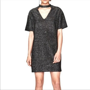Zara Trafaluc metallic thread choker dress 5520